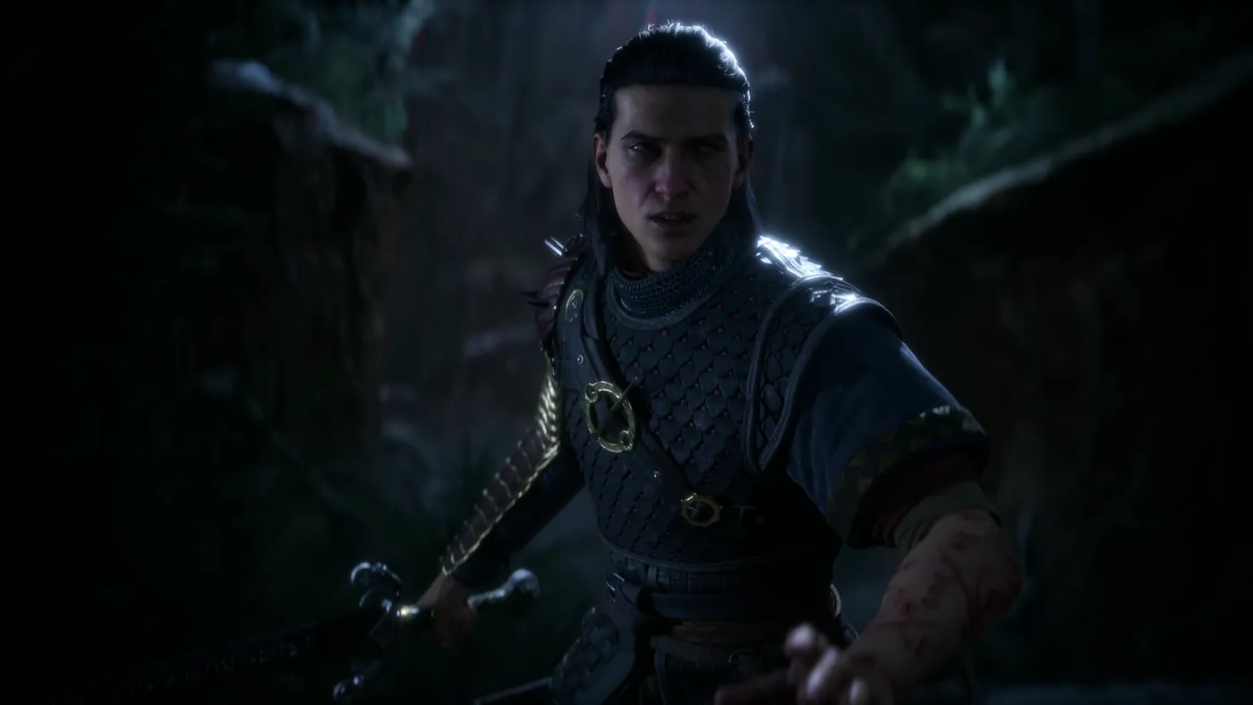 Coen reaching forward in The Blood of Dawnwalker