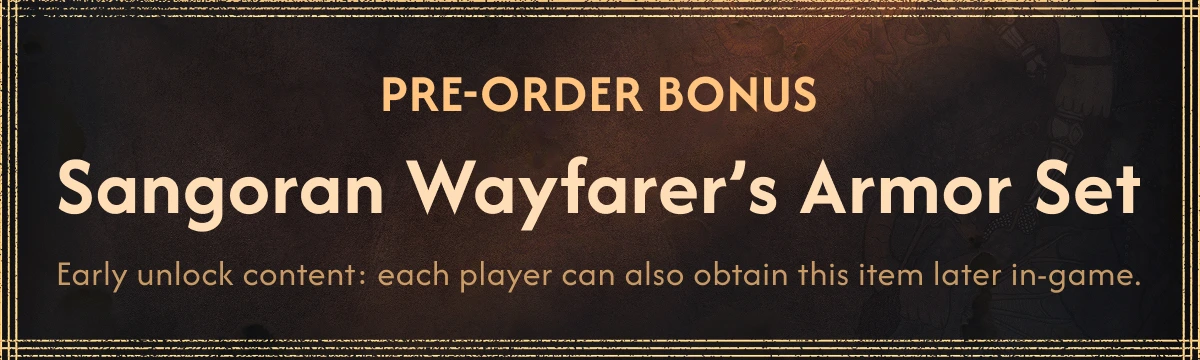The Sangoran Wayfarer's Armor Set preorder bonus for The Blood of Dawnwalker