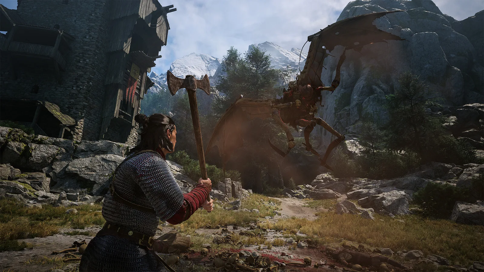 Coen facing a creature in an official The Blood of Dawnwalker gameplay screenshot